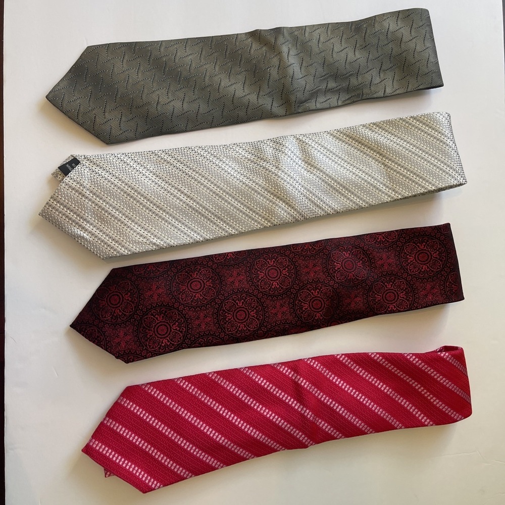 Lot Of 4 Men's‎ Ties PINK, Valerio Garati, Henry Grethel, Laurant Benon All Silk